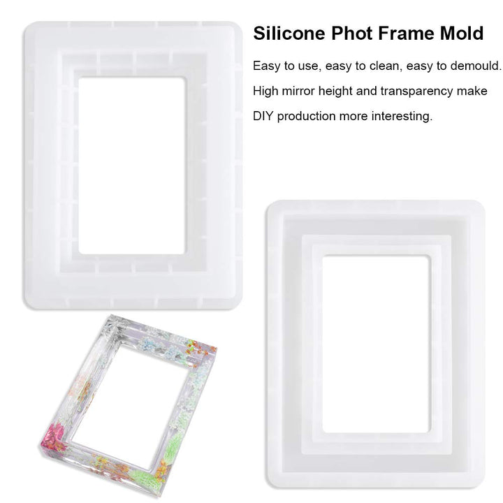 Silicone Resin Mold Photo Frame,Rectangle Picture Frame Silicone Molds for Casting, Epoxy Resin Mould Personalized Photo Frame Mold for DIY Crafts Home Table Decor Handmade Gifts