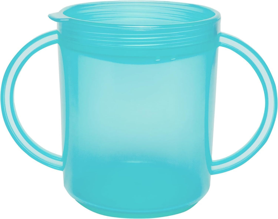 Recessed Lid Cup with Handles - Leak Proof | Promotes Oral Motor Skills, Lip Closure, and Self Feeding | Alternative to Sippy Bottle | Food Grade Materials | Dishwasher Safe (Light Blue)