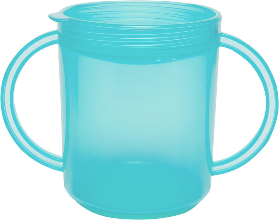 Recessed Lid Cup with Handles - Leak Proof | Promotes Oral Motor Skills, Lip Closure, and Self Feeding | Alternative to Sippy Bottle | Food Grade Materials | Dishwasher Safe (Light Blue)