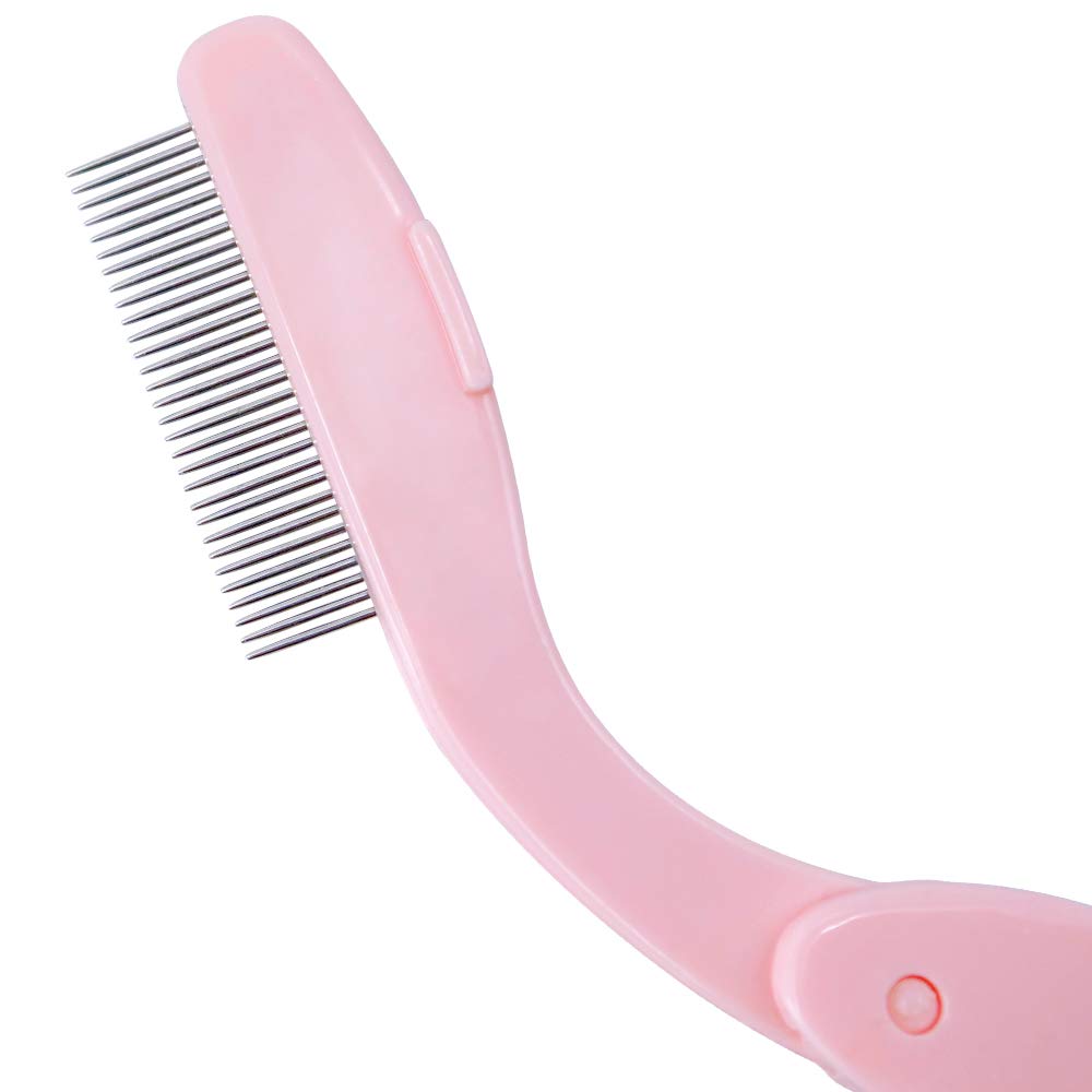 Folding Eyelash Comb, 3 PCS Eyebrow Comb Metal Teeth, Professional Tool for Define Lash & Brow