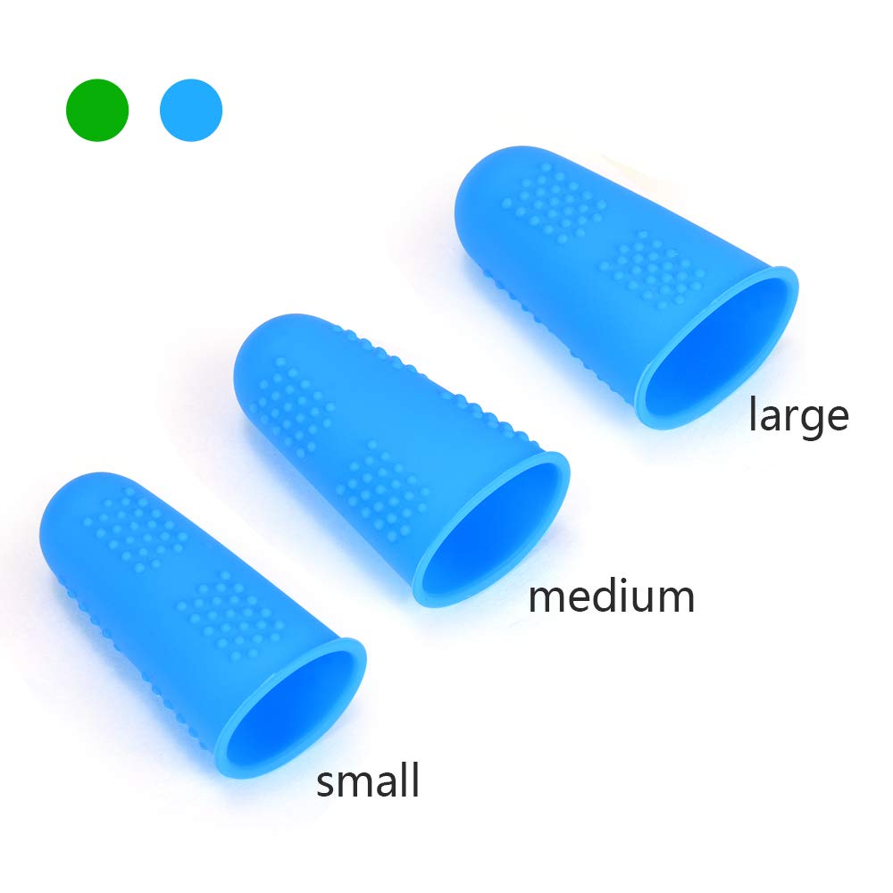 Silicone Finger Protectors Covers Caps for Hot Glue Gun Wax Rosin Resin Honey Adhesives Scrapbooking Sewing Crafts Ironing Embroidery Needlework Accessories (Green&Blue)-12 Pieces