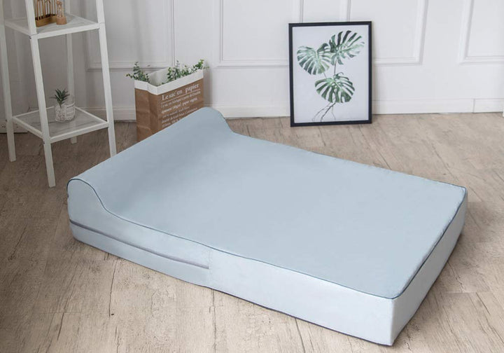 Orthopedic Memory Foam Dog Bed 7 Inch Thick Extra Large Dog Bed With Pillow Grey 50x34x10 Includes Waterproof Liner and Durable Removable Cover With Smart Design