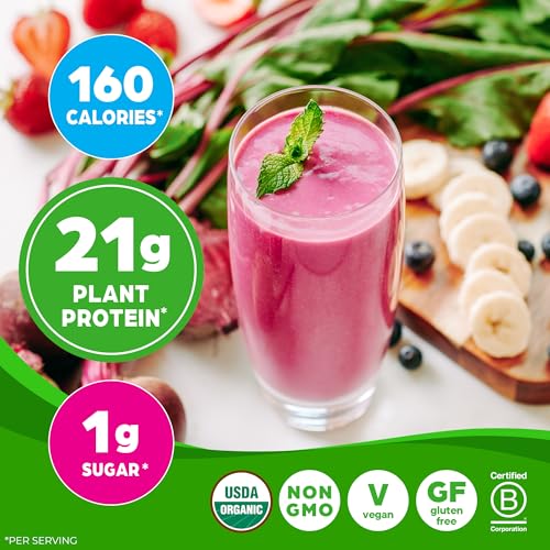 Organic Vegan Protein + 50 Superfoods Powder, Vanilla Bean - 21g Plant Based Protein, 8g Prebiotic Fiber, No Lactose Ingredients, Gluten Free, Non-GMO, 2.02 lb (Packaging May Vary)