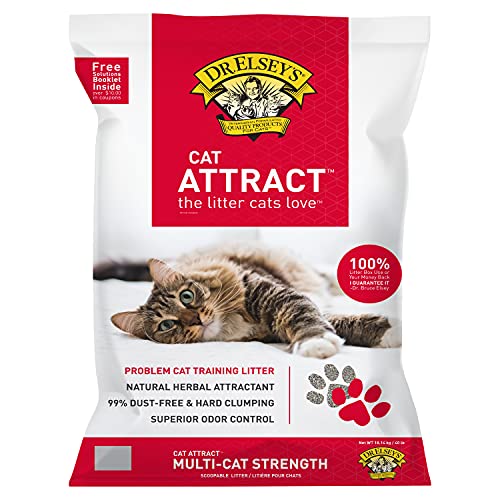 Premium Clumping Cat Litter - Cat Attract - 99% Dust-Free, Low Tracking, Hard Clumping, Superior Odor Control, Natural Herbal Attractant, Unscented & Natural Ingredients, 40 lb