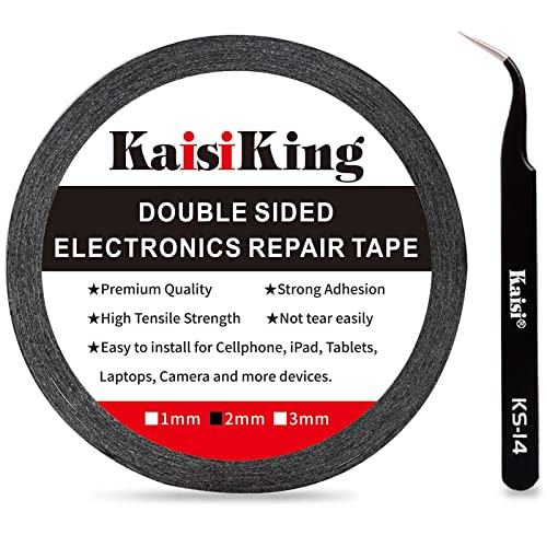 2mm LCD Repair Tape for Phone Screen, Adhesive Tape with 1 Tweezers for Cell Phone, iPad, Tablets, Laptops, Camera