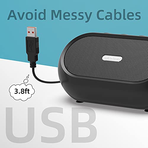 USB Computer Speakers for Laptop, PC Speakers for Desktop Computer, Small USB-Powered External Speakers with Hi-Quality Sound, Rich Bass, Loud Volume, Direct Volume Control