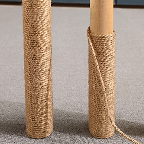 Nature Hemp Rope,1/4inch Heavy Duty Jute Twine for Cat Tree and Tower, DIY Scratcher Scratching Post Replacement, Pad, Crafts Gardening Hammock Home Decorating(33FT)