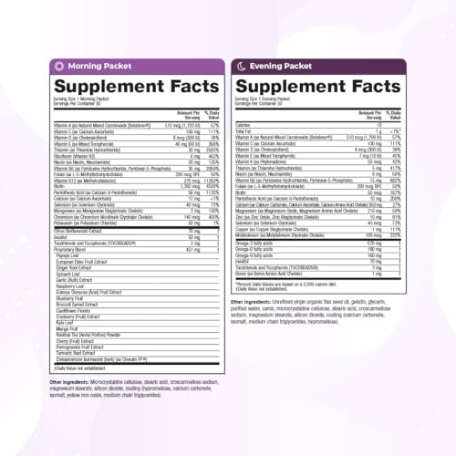 Anti-Aging Formula 4-in-1 Health and Beauty Supplement | Anti Aging Supplement for Women and Men | Healthy Hair, Skin, and Nails | Natural Energy & Restful Sleep | 30 AM & PM Packets