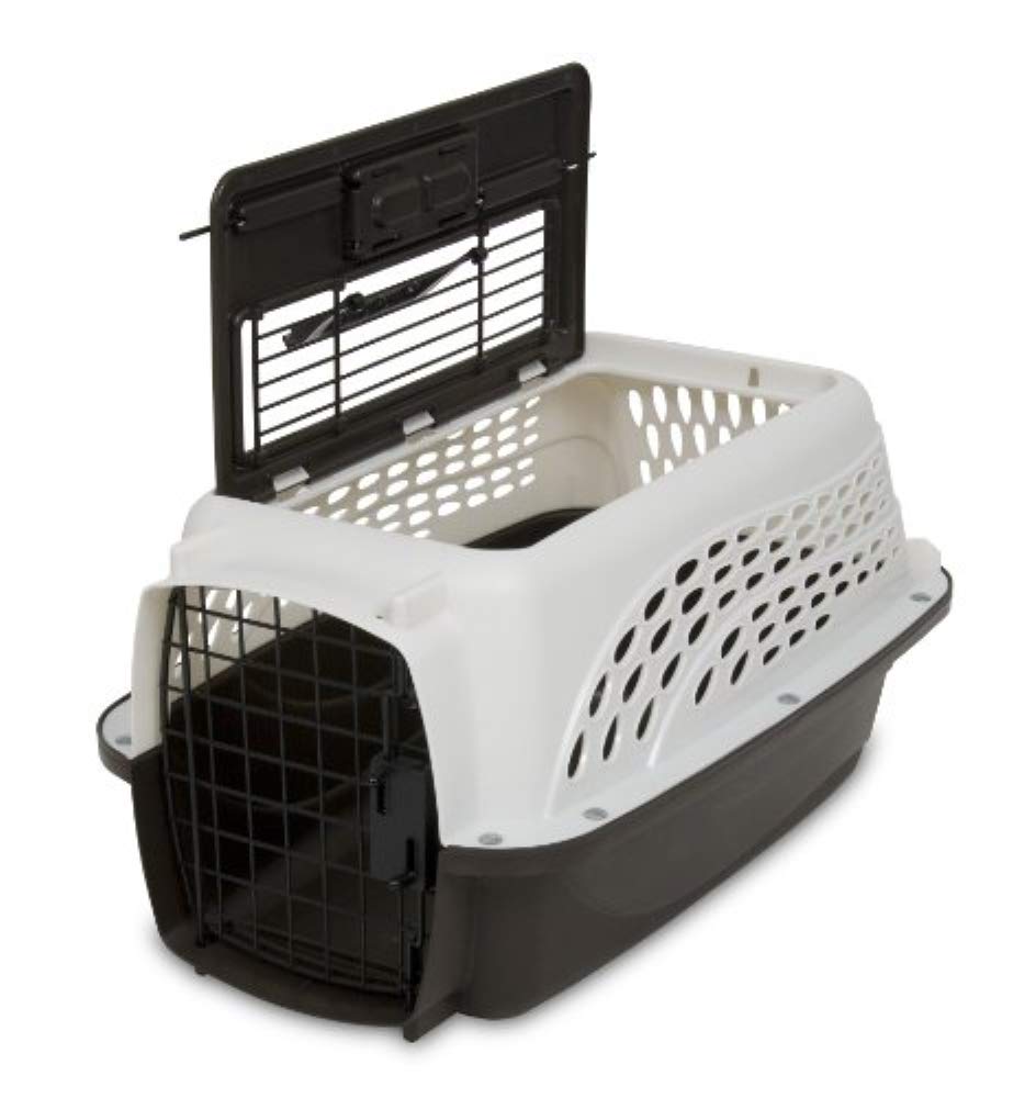 Dog Crates for Small Dogs & Cat Carriers, Two-Door Plastic Pet Kennel, Top & Front Loading, Made in USA, 19, White