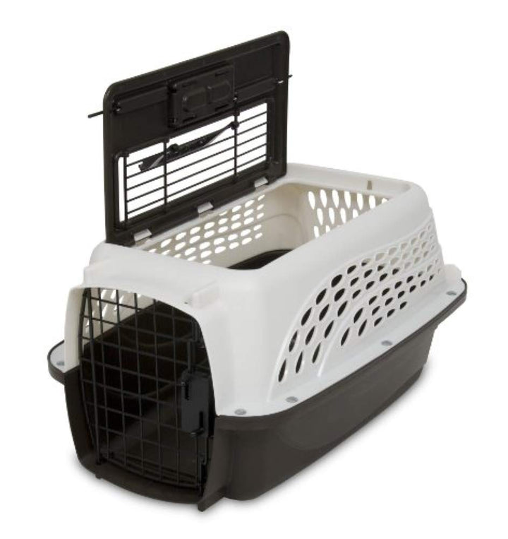 Dog Crates for Small Dogs & Cat Carriers, Two-Door Plastic Pet Kennel, Top & Front Loading, Made in USA, 19, White
