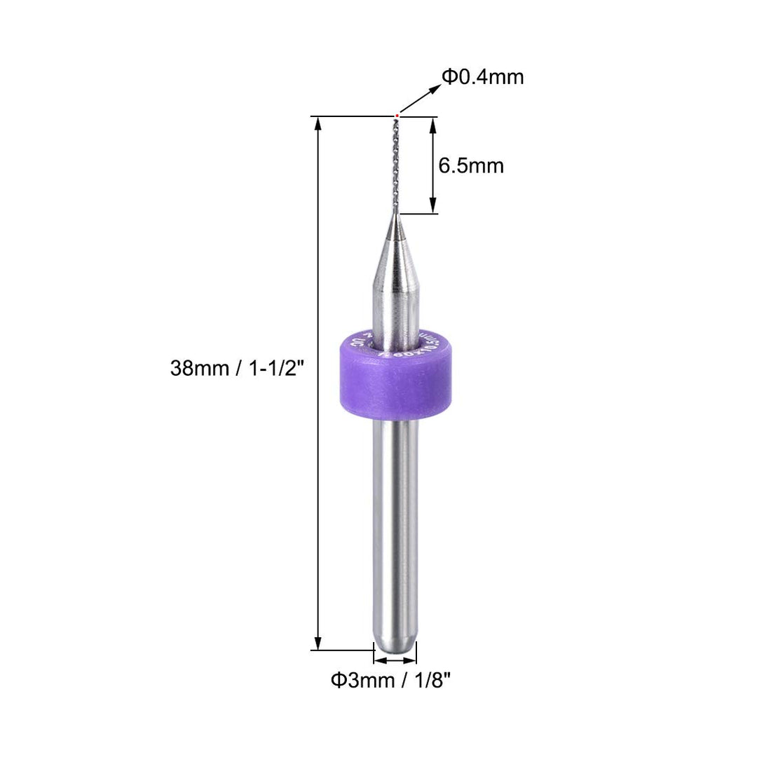 PCB Drill Bits 0.4mm Tungsten Carbide Rotary Tool Jewelry CNC Engraving Print Circuit Board Micro Drill Bits 1/8 Inch Shank 1 Set (10 Pcs)