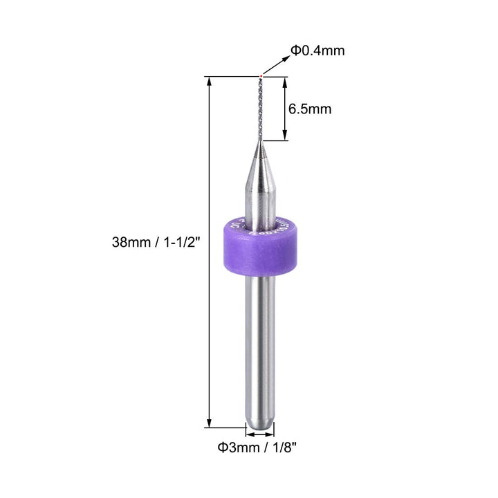 PCB Drill Bits 0.4mm Tungsten Carbide Rotary Tool Jewelry CNC Engraving Print Circuit Board Micro Drill Bits 1/8 Inch Shank 1 Set (10 Pcs)