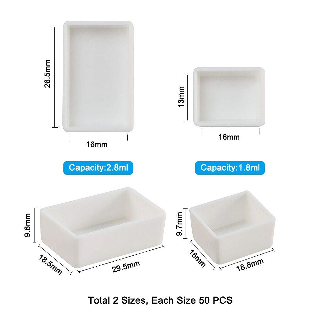 100pcs Watercolor Paint Pans(50pcs Full Pans, 50pcs Half Pans) White Plastic Empty Paint Pans for DIY Watercolor Oils or Acrylics Painting Travel Tin Case Palette Art Drawing