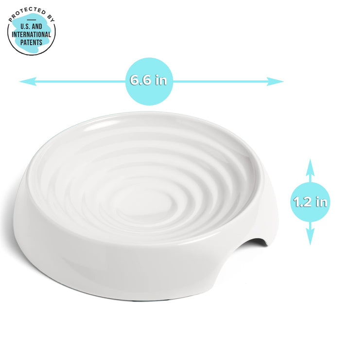 Cat Bowls, Whisker Friendly Cat Food Bowl for Indoor Cats, Reliefs Whisker Fatigue, Wide Pet Bowl, Non Slip Pet Feeding Bowls, Shallow Kitten Dish (Set of 2, Marshmallow)