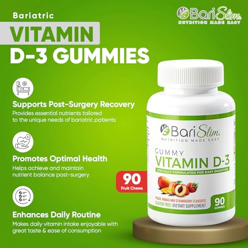 Bariatric Vitamin D-3 Gummies - Specially Formulated Gummy Vitamin for Patients After Weight Loss Surgery - Easy to Digest and Great Tasting Fruit Flavors | 90 Fruit Chews