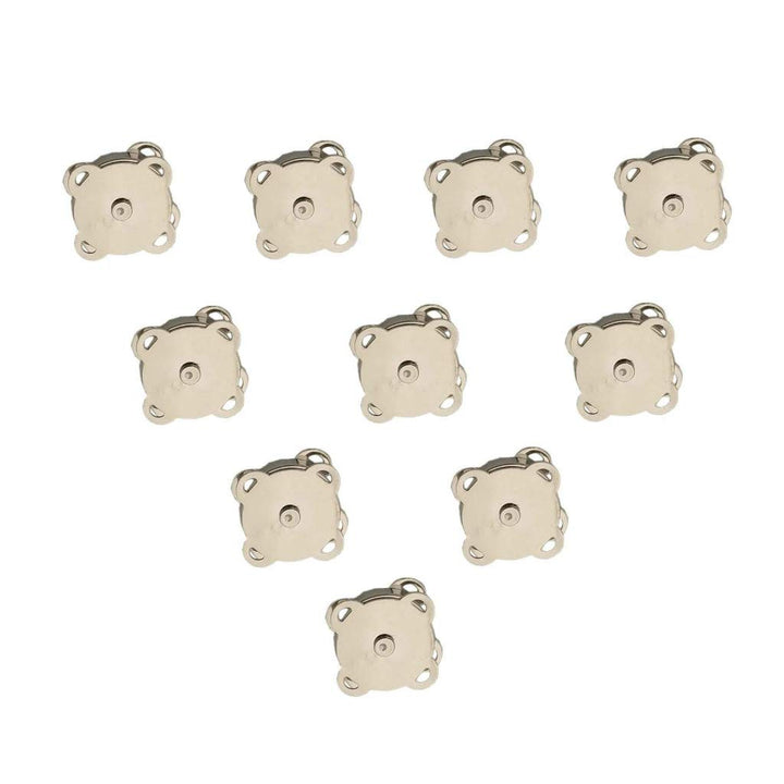 WAFJMAF 10 Sets Sew in Magnetic Plum Blossom Bag Button, Snaps, Clasps for Purses Bags Clothes (14.8mm, Silver)