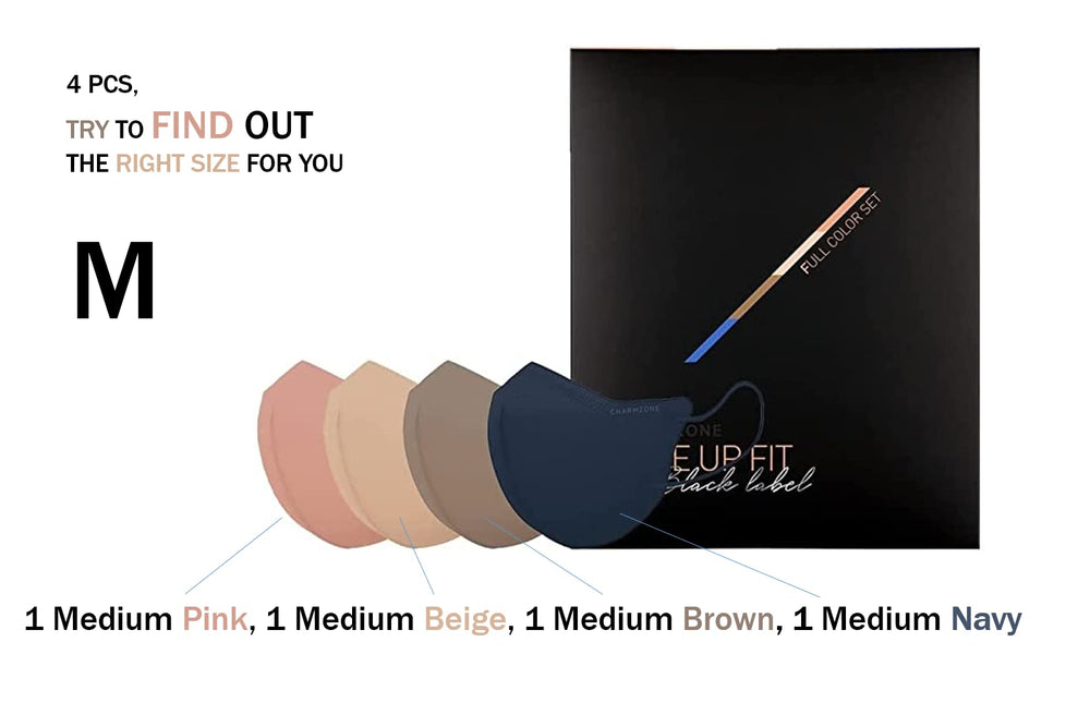 Tone Up Fit Black Label Premium Protective Fashion Mask 4PLY 4EA, Beige/Brown/Rose/Navy, S/M/L, Made in Korea (Medium, Trial Pack (4ea))