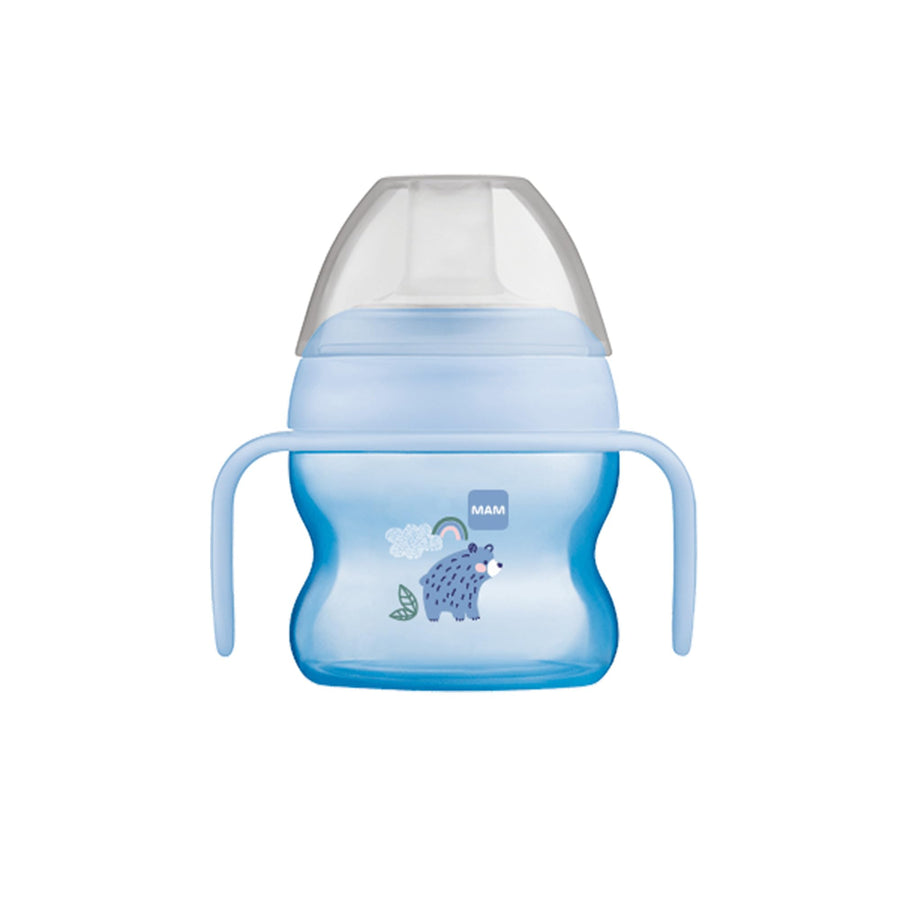 Starter Cup (1 Count), Sippy Cup, Drinking Cup with Extra-Soft Spill-Free Spout and Non-Slip Handles, for Boys 4+ Months, Five Ounces, Blue