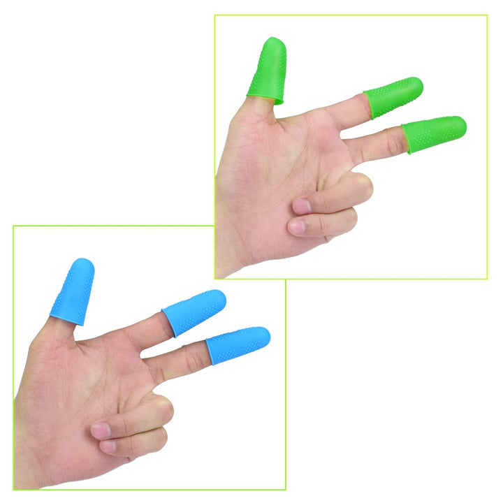 Silicone Finger Protectors Covers Caps for Hot Glue Gun Wax Rosin Resin Honey Adhesives Scrapbooking Sewing Crafts Ironing Embroidery Needlework Accessories (Green&Blue)-12 Pieces