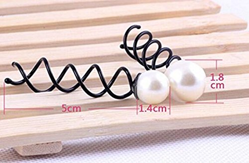 6PCS Pearl Spiral Hair Pin Clip Bun Stick Spin Screw Twist Barrette Hair Jewelry for Women Girls DIY Hair Styling Tools (Large-1.8cm)