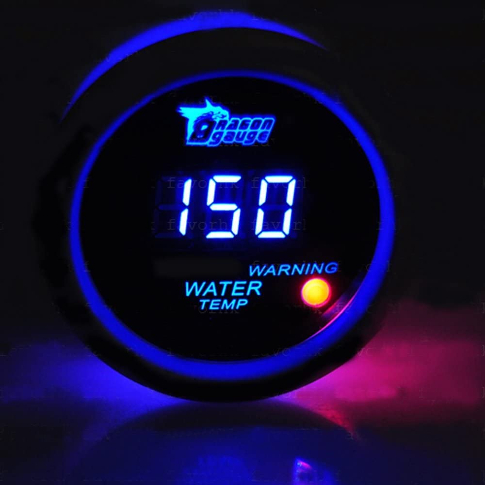 Sixbuys 2 52mm Blue Digital LED Water Temp Temperature Gauge with Sensor Car Renovation Celsius
