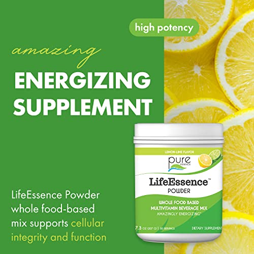 Pure Essence Labs LifeEssence Multivitamin Powder for Men and Women, Natural Herbal Supplement with Vitamin D3, B12, and Biotin, Energizing Whole Food Based Powder Mix, 7.3 oz