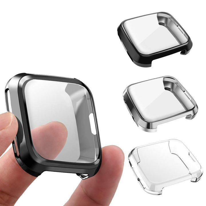 3 Packs Screen Protector Compatible Fitbit Versa, Ultra Slim Soft Full Cover Case for Fitbit Versa