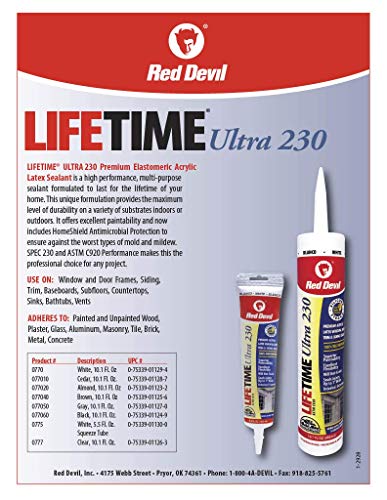 0770 Lifetime Ultra 230 Premium Elastomeric Acrylic Latex Sealant, 10.1 oz, White