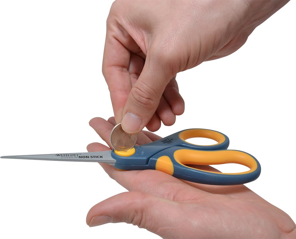 8 Straight Titanium Bonded Non-Stick Scissors with Adjustable Glide Feature 2 Pack (16550), Grey/Yellow