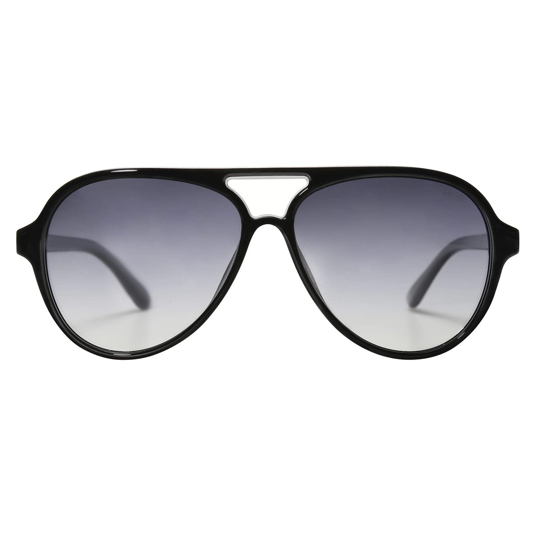 Classic Polarized Aviator Sunglasses Womens Mens Retro Double Bridge Aviators SJ2201, Black/Grey