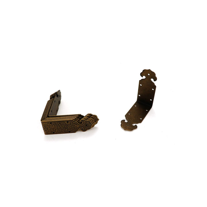 Pastlla 8Pcs Metal Corner Brackets Right Angle Brass Box Corner Protector Decorative Hardware Corner Guards 2x0.8 with Enough Mounting Screws (Antique Bronze)