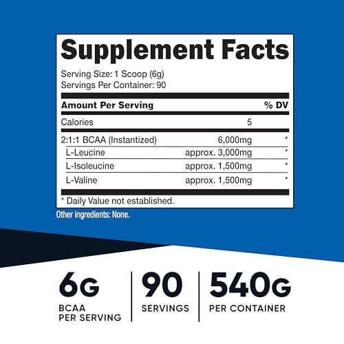 BCAA Powder 2:1:1 (90 Servings, No Flavor Added) - Branched Chain Amino Acids