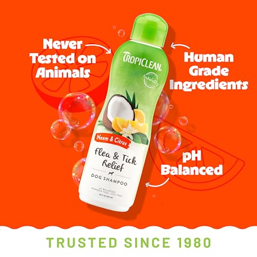 Citrus Flea & Tick Shampoo for Dogs, Soothing Bite Relief, Fresh Citrus Scent, Made in the USA, 20oz.