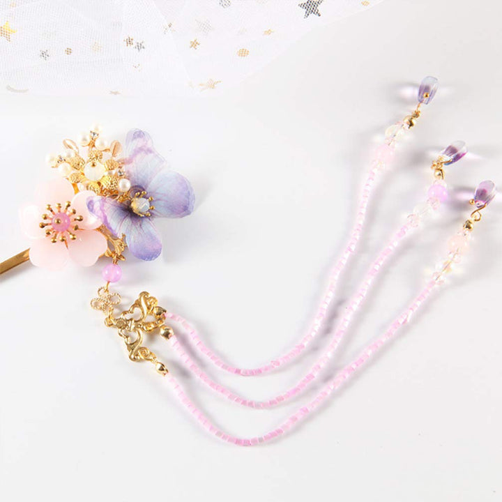 Retro Butterfly Hairpin,Beautiful Classical Headwpiece Vintage Cultural Hair Pin Bead Tassel Hair Sticks Pin for Hair Styling
