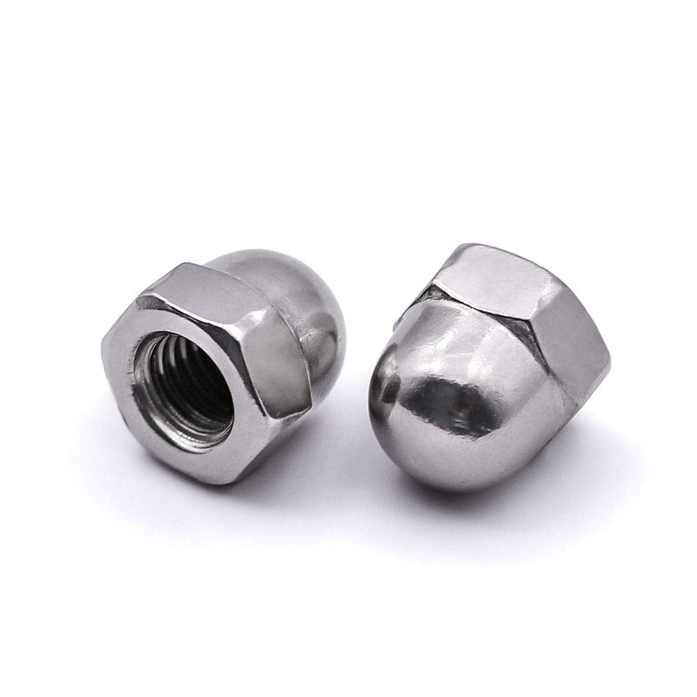 M6-1.0 Acorn Hex Cap Nuts Metric Dome Head Nuts, 304 Stainless Steel 18-8, Plain Finish, Pack of 50