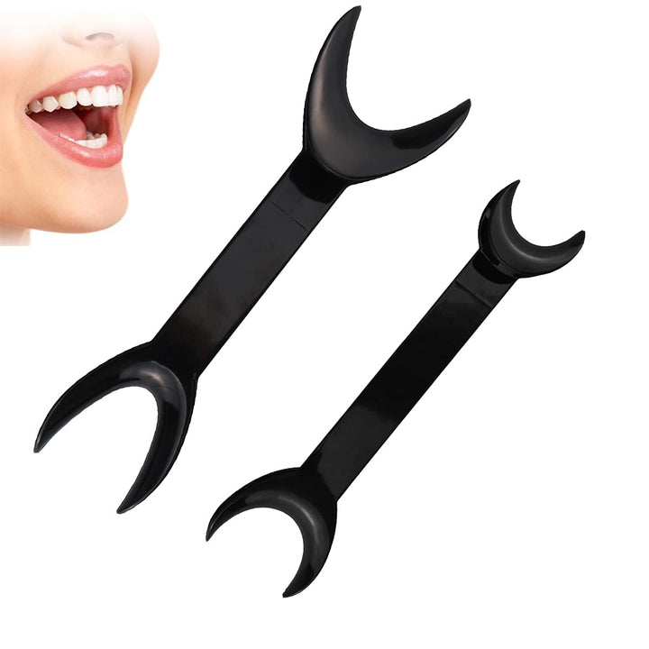 8 Pack Black T-Shape Intraoral Cheek Lip Retractor, 4 Large Size+4 Small Size Double Head Mouth Opener for Teeth Whitening Surgical Retractor, Dental Orthodontic Oral Care Tool