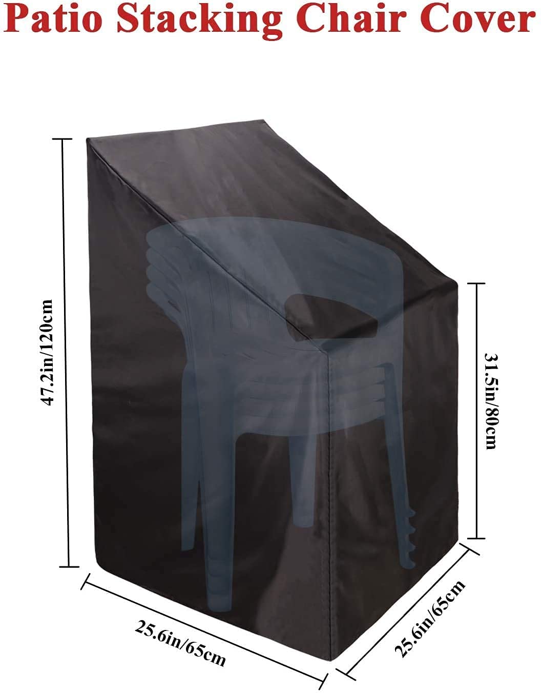 Patio Chair Covers,Stackable Patio Home Chair Cover,Durable/Waterproof/Dustproof Furniture Cover with Adjustable Hem Cord for Easy Fitting,Large Outdoor Stacking Chairs Cover 25 L x 25 W x 47 H