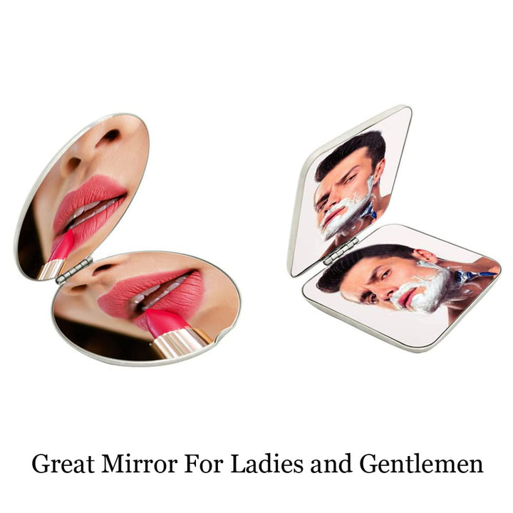 Shatterproof Stainless Steel Ultra Slim Folding Portable Mirror Makeup Unbreakable Camping Mirror For Personal Use,Travelling, Emergency Signaling (Square:5.7 * 5.7CM)