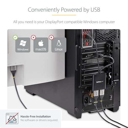 Dual-Monitor DisplayPort 1.2 Splitter, DP to 2x DP Multi-Monitor Adapter, 4K 30Hz/1080p 60Hz MST Hub for Windows