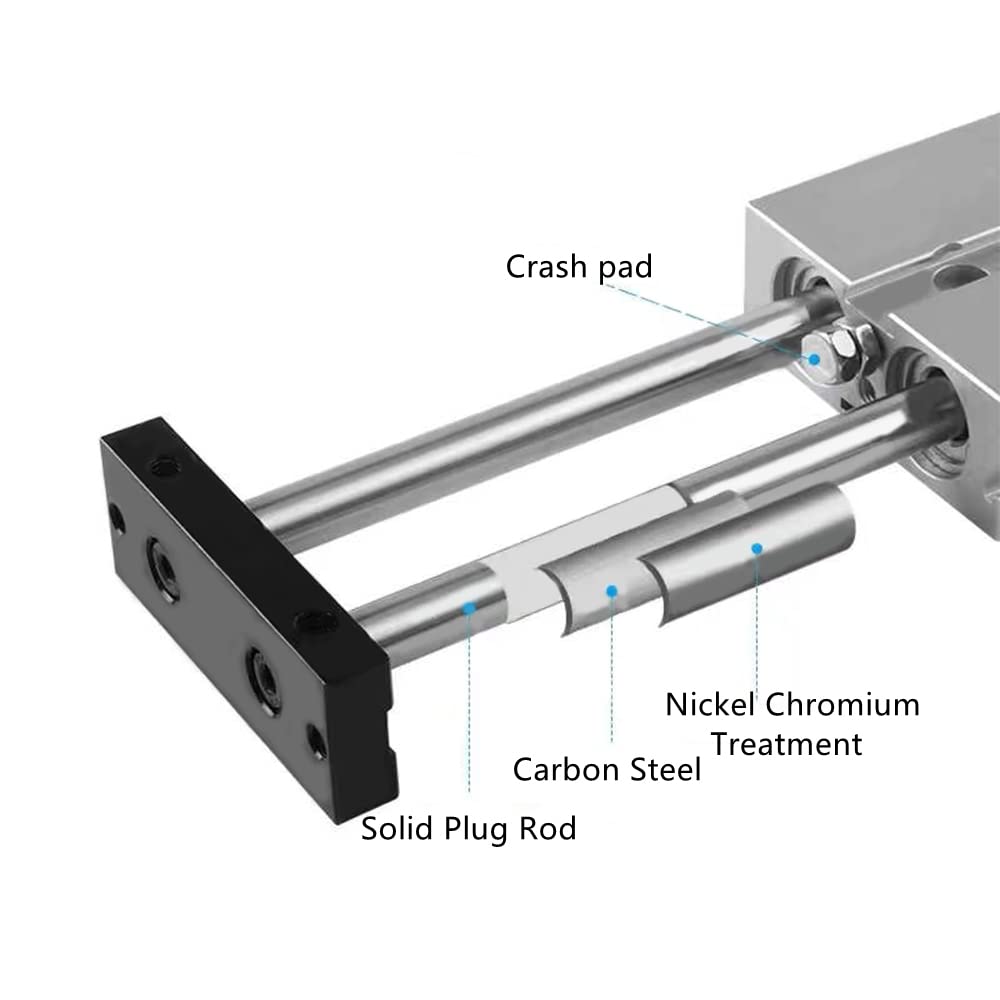 Heavy Duty 10mm Bore, 25mm Stroke, Double-Rod Aluminum Pneumatic Air Cylinder, Dual Shaft Air Pneumatic Cylinder, TN10-25