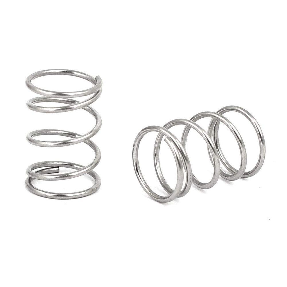 Compression Spring,304 Stainless Steel,10mm OD,0.8mm Wire Size,15mm Free Length,Silver Tone,10Pcs
