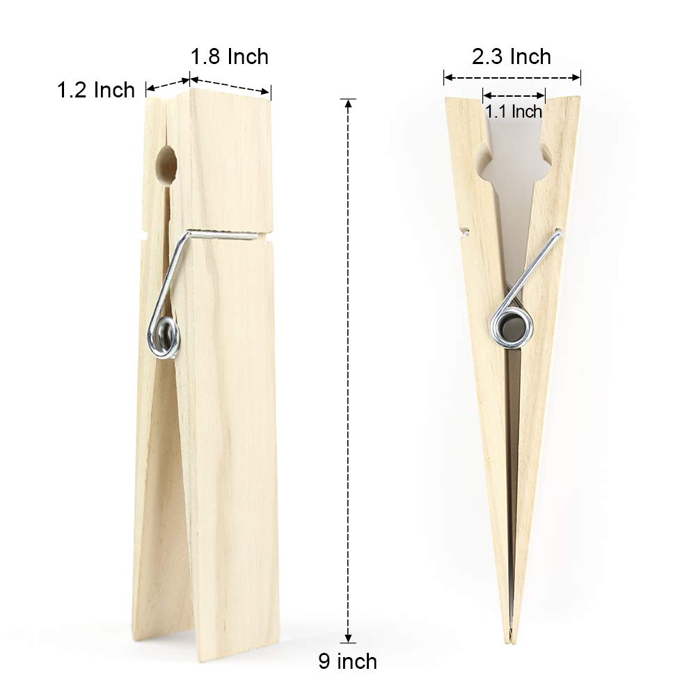 Big Clothes Pin, 1 PC Large Clothes Clip, 9 Inch Wooden Giant Clothespin, Natural Wood Jumbo Clothespin for DIY Crafts, Wedding and Bathroom Decoration