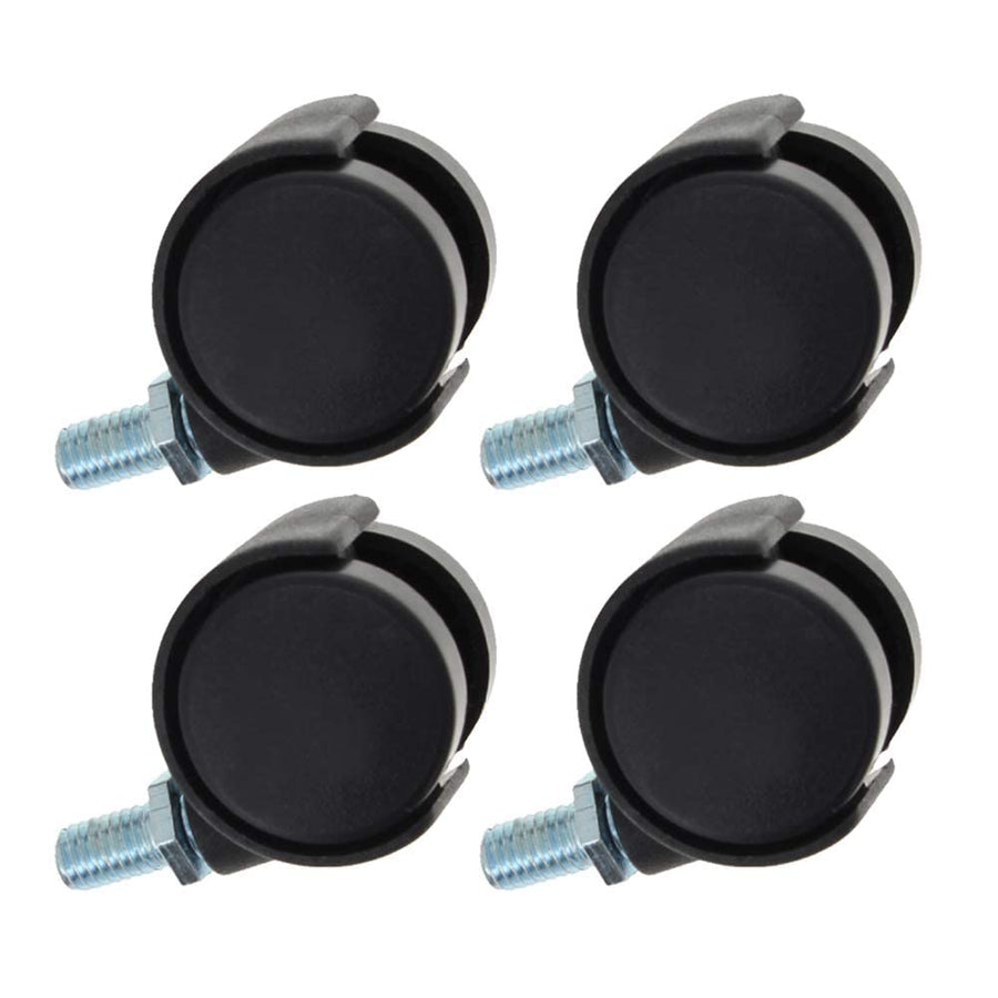 1.18 inch Wheel Dia PP Swivel Caster Wheels, Black Replacement Castors, 8mm x 13mm Threaded Stem Caster Twin Wheel Without Brake, for Furniture Cabinet, Office Chair, Kitchen Shelf 4Pcs