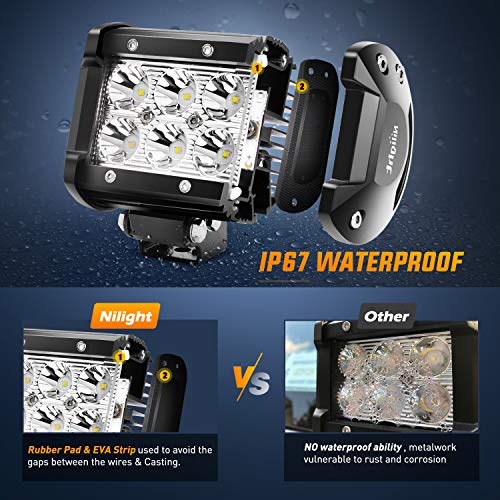 Led Pods 2Pcs 18W 1260LM Spot Led Off Road Lights Super Bright Driving Fog Boat Lights Led Work Light Bar for Trucks Pickup Golf Cart SUV ATV UTV 4x4 Van Camper