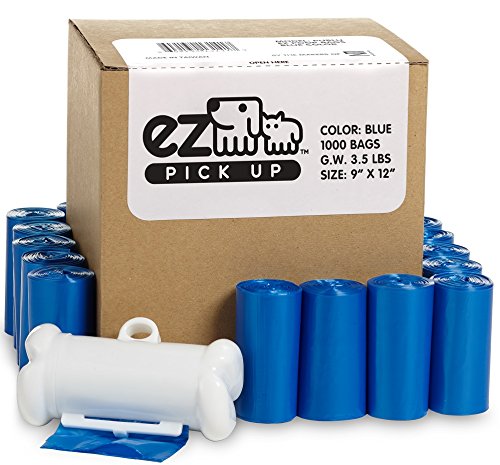 EZ Pick Up - 1000 Count Pet Dog Waste Bags, with Dispenser, Blue 9x12, 50 Rolls, 1000 Poop Bags