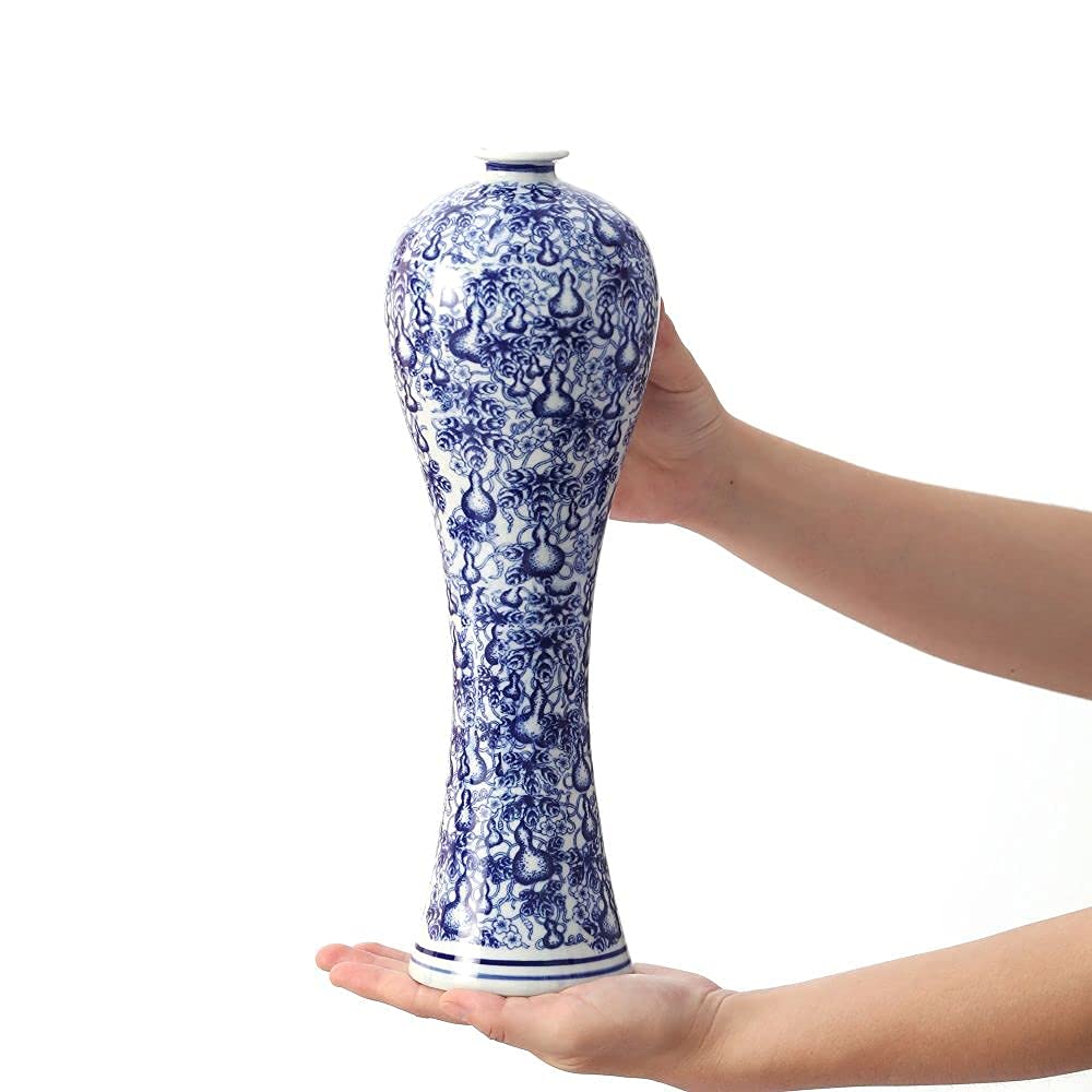 13 China Ceramic Vase Blue and White Porcelain Chinese Handmade Decorative Flower Vase for Living Room, Home Decor, Office, Table Centerpiece