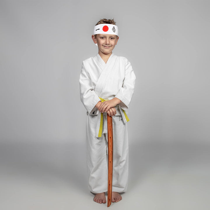 Bushido Hachimaki Headband 2 Pieces Samurai Japanese Headband Sushi Chef Bandana Tie on Costume Headwear for Karate Sports Cooking Kitchen Supply (Character), White