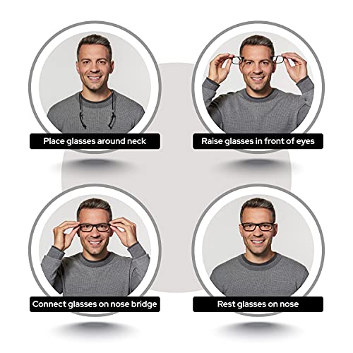CliC Sunglass Adjustable Front Connect Ready Reader, 1.75 Strength, Clear Frame