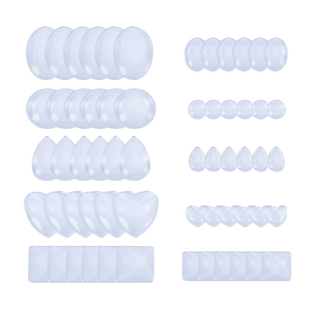 PandaHall Elite 60 Pcs Half Round Flat Back Clear Glass Dome Tile Cabochon 10 Styles for Photo Pendant Craft Jewelry Making