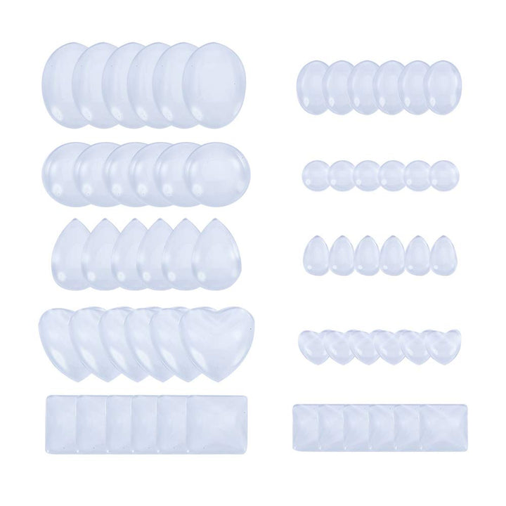 PandaHall Elite 60 Pcs Half Round Flat Back Clear Glass Dome Tile Cabochon 10 Styles for Photo Pendant Craft Jewelry Making